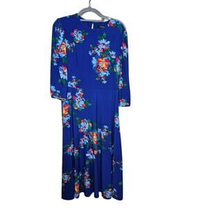 Lauren‎ Ralph Lauren Black Label Blue Floral Dress Size 12